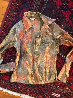 Women's Multicolor Textured Button-Up Shirt